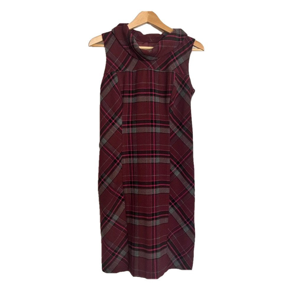 s.Oliver sleeveless purple tartan midi dress with cowl neck, EU 38 US size 8 🇩🇪